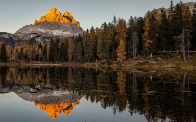 Lago Antorno, Dolomiti, evening, sunset, mountain lake, mountain landscape, Alps, Italy