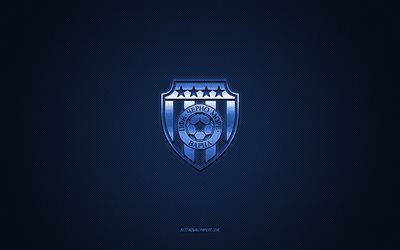 PFC Cherno More Varna, Bulgarian football club, blue logo, blue carbon fiber background, Bulgarian First League, Parva liga, football, Varna, Bulgaria, PFC Cherno More Varna logo