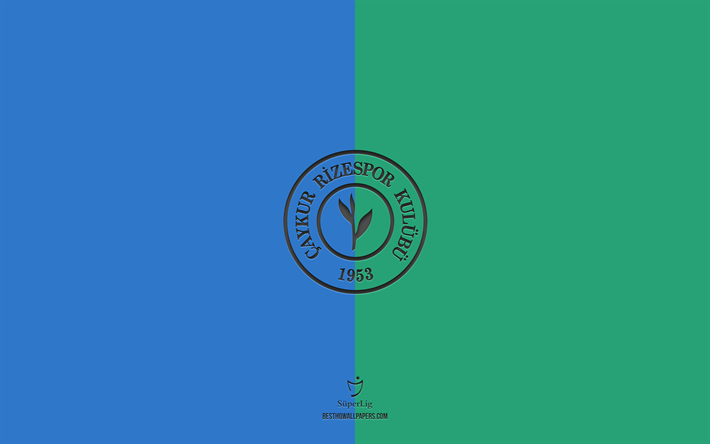 rizespor, vihre&#228; sininen tausta, turkin jalkapallomaa, rizesporin tunnus, super lig, turkki, jalkapallo, rizespor logo