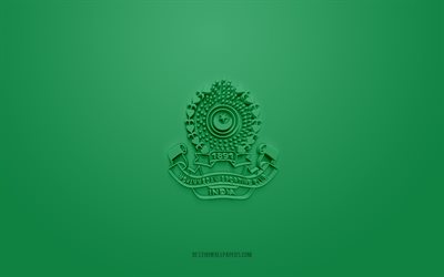 mohammedan sc, yaratıcı 3d logo, yeşil arka plan, efli, hint amerikan futbol kul&#252;b&#252;, hindistan elit futbol ligi, kalk&#252;ta, hindistan, amerikan futbolu, mohammedan sc 3d logo