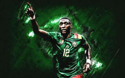 karl toko ekambi, squadra nazionale di calcio del camerun, giocatore di football del camerun, sfondo di pietra verde, camerun, calcio