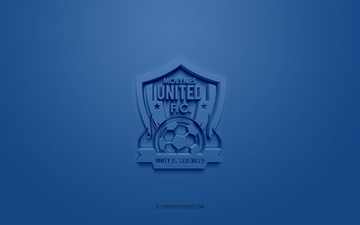 Molynes United FC, creative 3D logo, blue background, Jamaican football club, National Premier League, Kingston, Jamaica, 3d art, football, Molynes United FC 3d logo