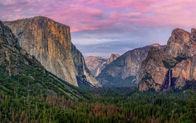 yosemite ulusal parkı, gün batımı, vadi, dağlar, uçurumlar, kaliforniya, amerika, abd, güzel bir doğa, hdr, amerikan görülecek