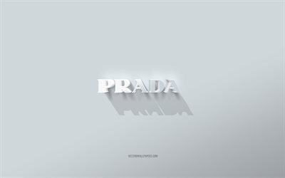 Prada logo, white background, Prada 3d logo, 3d art, Prada, 3d Prada emblem