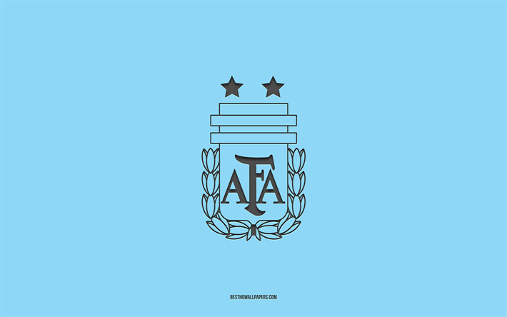 argentinien-fu&#223;ballnationalmannschaft, blauer hintergrund, fu&#223;ballmannschaft, emblem, conmebol, argentinien, fu&#223;ball, logo der argentinischen fu&#223;ballnationalmannschaft, s&#252;damerika