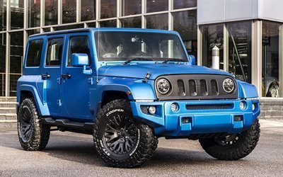 Jeep Wrangler Black Hawk Edition, 2017 cars, SUVs, Chelsea Truck Company, blue Wrangler, Jeep
