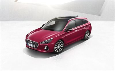 Hyundai i30 Tourer, 2017 cars, wagons, maroon i30, korean cars, Hyundai