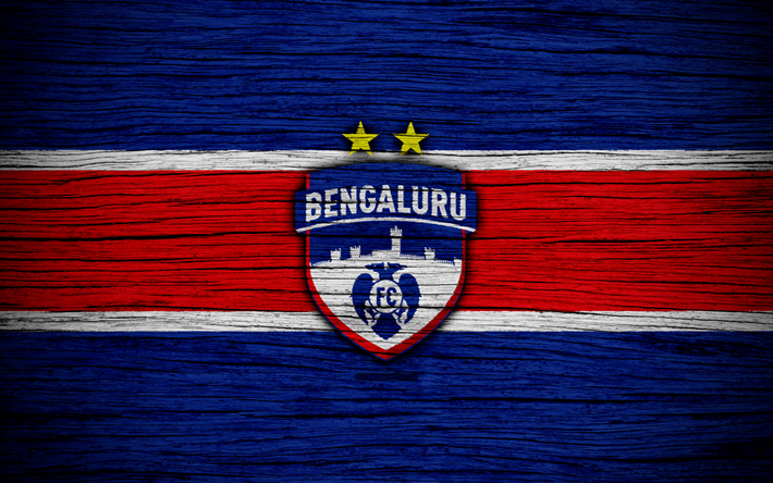 Bengaluru FC, 4k, Indian Super League, il calcio, l&#39;India, il club di calcio, ISL, Bengaluru, di legno, texture