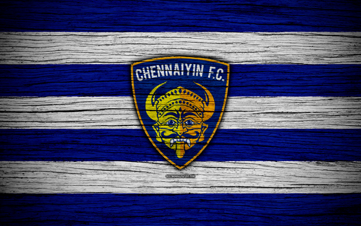 Chennaiyin FC, 4k, l&#39;Indian Super League, le football, l&#39;Inde, club de football, ISL, Chennaiyin, texture de bois