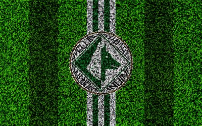 US Avellino 1912, 4k, football lawn, italian football club, logo, green white lines, grass texture, Serie B, Avellino, Italy, football, Avellino FC