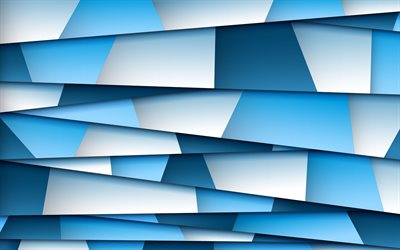 mosaic, geometry, abstract textute, lines, 3d art, polygons, geometric shapes, blue background