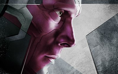 Vision, close-up, 2018 movie, superheroes, Avengers Infinity War
