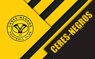 Ceres-Negros FC, 4K, Philippine Football Club, logo, yellow black abstraction, material design, emblem, Philippines Football League, Bacolod, Philippines, PFL, Ceres FC