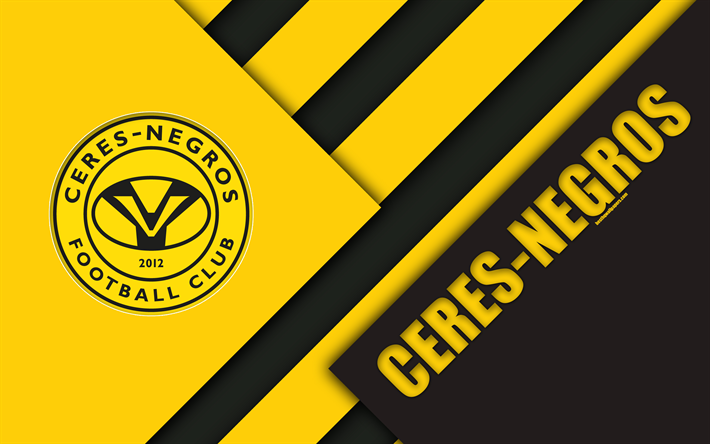Ceres-Negros FC, 4K, des Philippines de Football Club, le logo jaune noir de l&#39;abstraction, de la conception des mat&#233;riaux, de l&#39;embl&#232;me, les Philippines, la Ligue de Football de Bacolod, Philippines, PFL, Ceres FC
