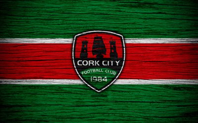 Cork City FC, 4k, Irlanda Premier Division, calcio, Irlanda, squadra di calcio, Irish Premier League, la Citt&#224; di Cork, IPD, di legno, texture