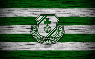 Shamrock Rovers FC, 4k, Ireland Premier Division, soccer, Ireland, football club, Irish Premier League, Shamrock Rovers, IPD, wooden texture, FC Shamrock Rovers