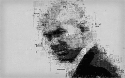 Zinedine Zidane, portrait, 4k, newspaper art, creative portrait, French coach, Real Madrid, French footballer, football legends