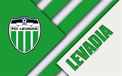 FC Levadia, 4k, estone football club, il logo, il design dei materiali, verde, bianco astrazione, Meistriliiga, Tallinn, in Estonia, calcio, campionato di calcio estone