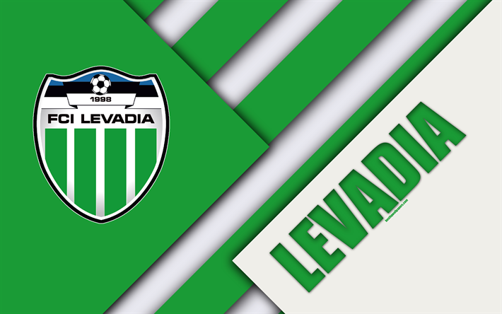 FC Levadia, 4k, エストニアサッカークラブ, ロゴ, 材料設計, 緑白色の抽象化, Premiership, タリン, エストニア, サッカー, エストニアサッカーリーグ