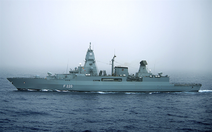 hamburg f220 fregatte, kriegsschiff, bundesmarine, mittelmeer, sachsen-klasse fregatte
