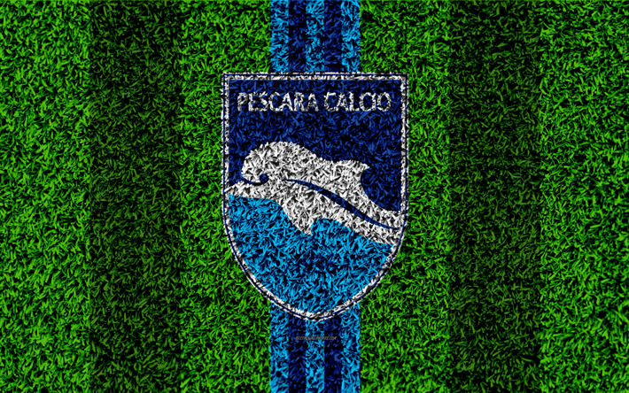 نادي بيسكارا, دلفينو بيسكارا عام 1936, 4k, كرة القدم العشب, الإيطالي لكرة القدم, شعار, خطوط زرقاء, العشب الملمس, دوري الدرجة الثانية, بيسكارا, إيطاليا, كرة القدم