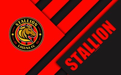 Stallion Laguna FC, 4K, Philippine Football Club, logo, red black abstraction, material design, emblem, Philippines Football League, Binan, Laguna, Philippines, PFL