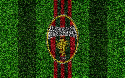Ternana Calcio, 4k, f&#250;tbol de c&#233;sped, italiano, club de f&#250;tbol, el logotipo, el rojo, el verde de las l&#237;neas, el c&#233;sped de textura, de la Serie B, Terni, Umbr&#237;a, Italia, el f&#250;tbol, el FC Ternana
