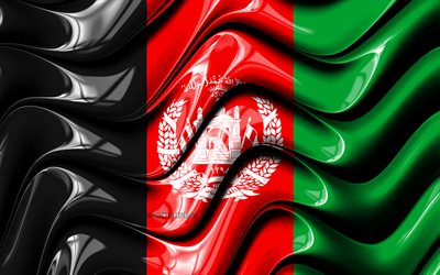 アフガニスタンのフラグ, 4k, アジア, 国立記号, 旗のアフガニスタン, 3Dアート, アフガニスタン, アジア諸国, アフガニスタンの3Dフラグ
