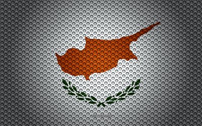 flagge von zypern -, 4k -, kunst -, metall textur, zypern, fahne, national, symbol, europa, flaggen der europ&#228;ischen l&#228;nder