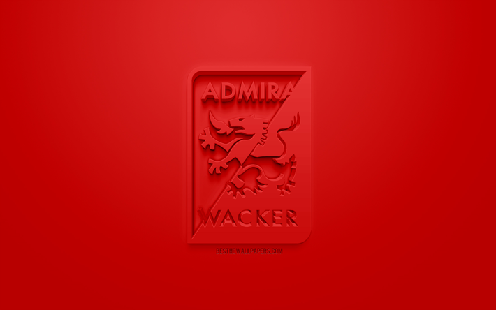 FC Admira Wacker, creativo logo en 3D, fondo rojo, emblema 3d, Austria club de f&#250;tbol de la federaci&#243;n Austriaca de F&#250;tbol de la Bundesliga, Modling, Austria, 3d, arte, f&#250;tbol, elegante logo en 3d