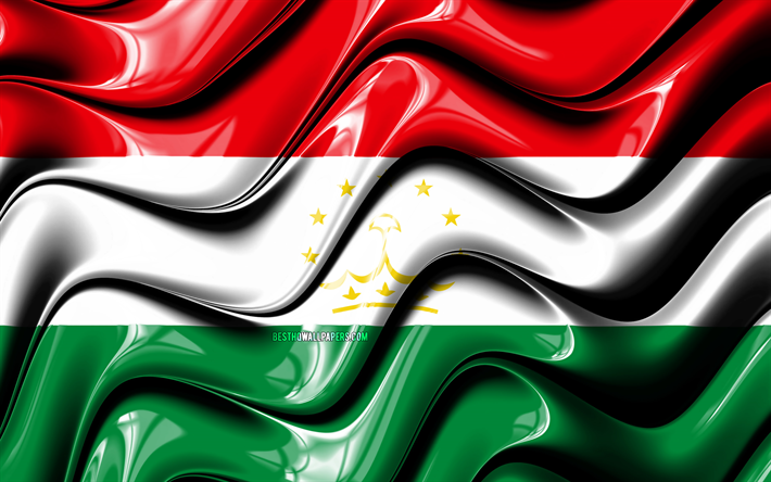 Tadzjikistans flagga, 4k, Asien, nationella symboler, Flaggan i Tadzjikistan, 3D-konst, Tadzjikistan, Asiatiska l&#228;nder, Tadzjikistan 3D-flagga