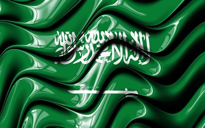 Suudi bayrağı, 4k, Asya, ulusal semboller, Suudi Arabistan Bayrağı, 3D sanat, Suudi Arabistan, Asya &#252;lkeleri, Suudi Arabistan 3D bayrak