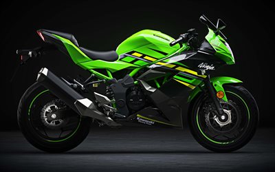 Kawasaki Ninja 125, 4k, side view, 2019 bikes, superbikes, green motorcycle, 2019 Kawasaki Ninja, japanese motorcycles, Kawasaki