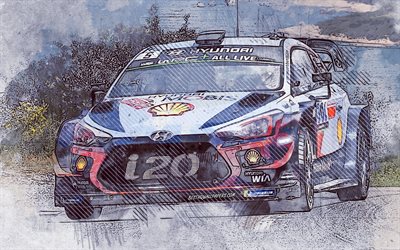 Thierry Neuville, Hyundai i20 WRC, Belga de ralis, Hyundai Motorsport, grunge arte, arte criativa, Campeonato Mundial De Rali, Hyundai