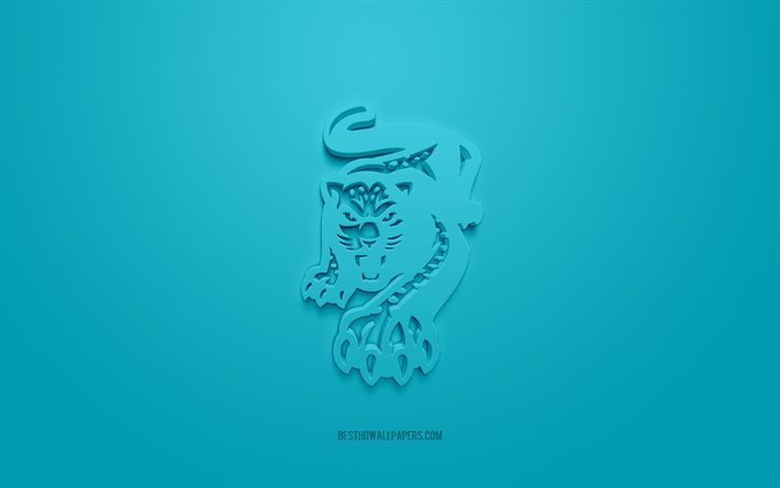 HC Sochi, logo 3D creativo, sfondo blu, KHL, emblema 3d, club di hockey russo, Kontinental Hockey League, Sochi, Russia, arte 3d, hockey, logo 3d HC Sochi