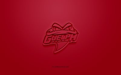 guelph storm, kreatives 3d-logo, burgunderfarbener hintergrund, ohl, 3d-emblem, kanadisches hockeyteam, ontario hockey league, ontario, kanada, 3d-kunst, hockey, guelph storm 3d-logo