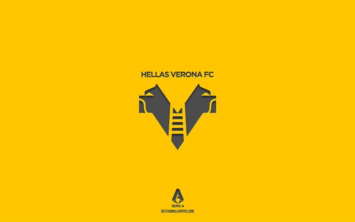 Télécharger fonds d'écran Hellas Verona FC, fond jaune, équipe de