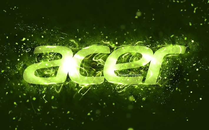Log&#243;tipo da Acer lima, 4k, luzes neon lima, criativo, fundo abstrato lima, log&#243;tipo Acer, marcas, Acer