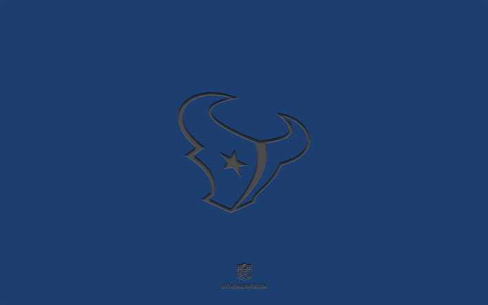 Houston Texans, fond bleu, &#233;quipe de football am&#233;ricain, embl&#232;me des Houston Texans, NFL, USA, football am&#233;ricain, logo des Houston Texans