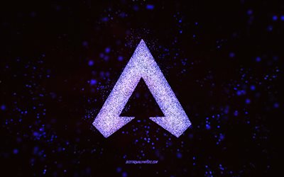 Logotipo brilhante do Apex Legends, fundo preto, logotipo Apex Legends, arte com glitter azul, Apex Legends, arte criativa, logotipo com glitter azul do Apex Legends