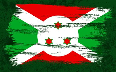 4k, drapeau du Burundi, drapeaux de grunge, pays africains, symboles nationaux, coup de pinceau, art grunge, Afrique, Burundi