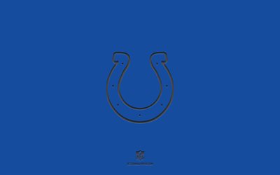 Indianapolis Colts, fond bleu, &#233;quipe de football am&#233;ricain, embl&#232;me des Indianapolis Colts, NFL, USA, football am&#233;ricain, logo Indianapolis Colts