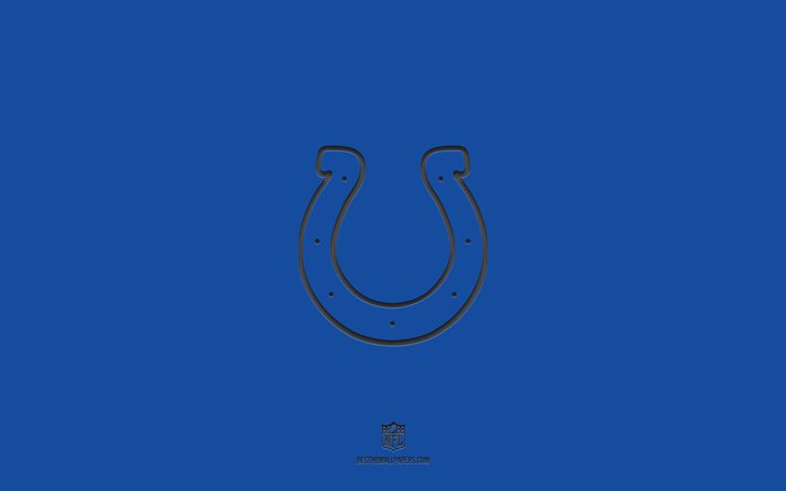 Indianapolis Colts, mavi arka plan, Amerikan futbol takımı, Indianapolis Colts amblemi, NFL, ABD, Amerikan futbolu, Indianapolis Colts logosu