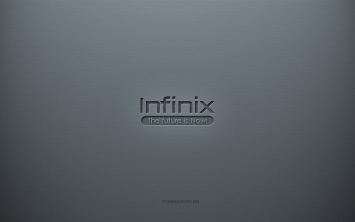 InfinixMobileのロゴ, 灰色の創造的な背景, Infinixモバイルエンブレム, 灰色の紙の質感, Infinixモバイル, 灰色の背景, Infinix Mobile3dロゴ