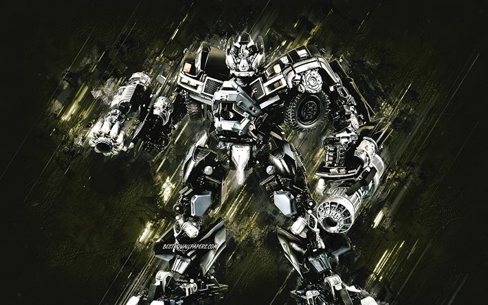 Ironhide, Transformers, Autobot, Ironhide Transformer, fond de pierre grise, art grunge, Ironhide Autobot, Personnages de Transformers, Personnage Ironhide, Transformateur de camionnette GMC