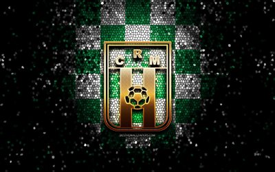 Racing Montevideo FC, glitter logo, Uruguaylı Primera Division, yeşil beyaz damalı arka plan, futbol, Uruguay futbol kul&#252;b&#252;, Racing Montevideo logosu, mozaik sanatı, Racing Montevideo