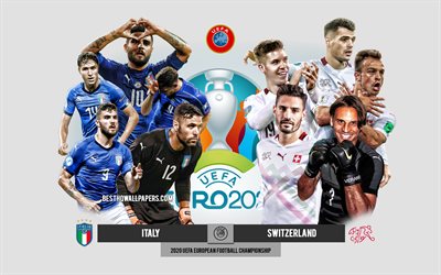 Italien vs Schweiz, UEFA Euro 2020, f&#246;rhandsvisning, marknadsf&#246;ringsmaterial, fotbollsspelare, Euro 2020, fotbollsmatch, Italiens fotbollslandslag, Schweiz fotbollslandslag