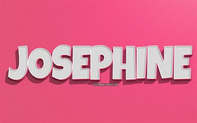 Josephine, rosa linjer bakgrund, bakgrundsbilder med namn, Josephine namn, kvinnliga namn, Josephine gratulationskort, konturteckningar, bild med Josephine namn