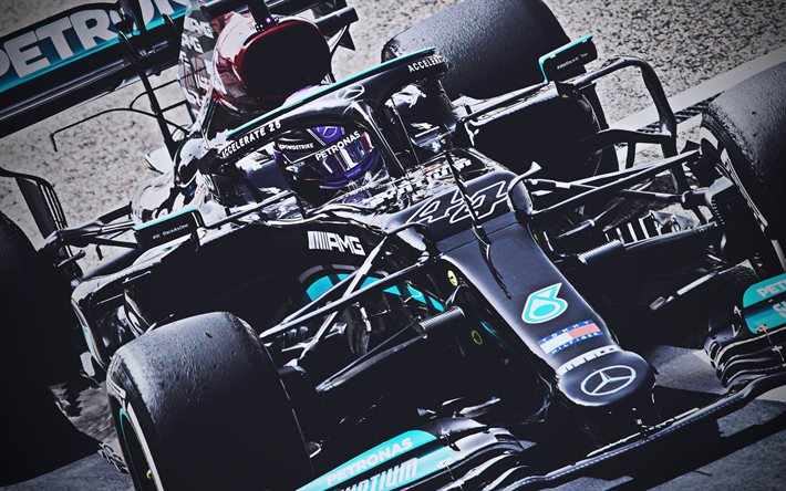 4k, Lewis Hamilton, yakın &#231;ekim, 2021, Mercedes-AMG F1 W12, Mercedes-AMG Petronas Formula Bir Takımı, İngiliz yarış pilotları, Formula 1, F1 2021, HDR, Mercedes-AMG F1 W12 yolda