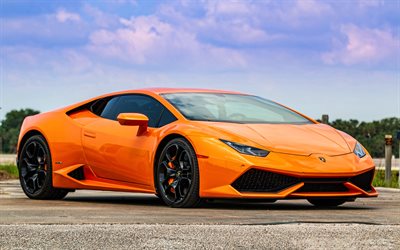 Lamborghini Huracan, 4k, hypercars, 2020 cars, supercars, Orange Lamborghini Huracan, italian cars, Lamborghini